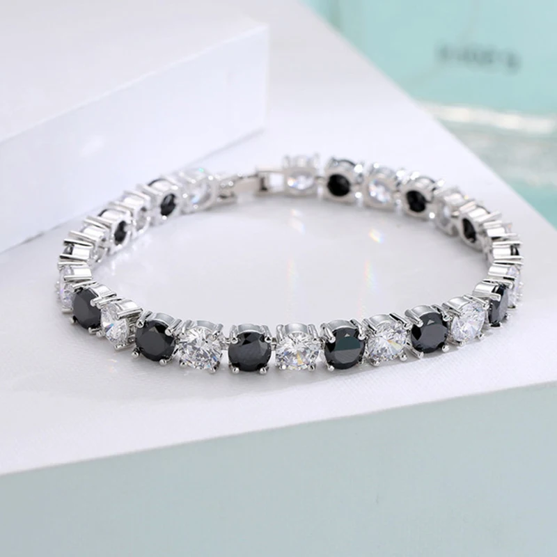 Women Luxury Jewelry Classic Design AAA+ Round 0.5 Carat Cubic Zircon Bangle Tennis Bracelet