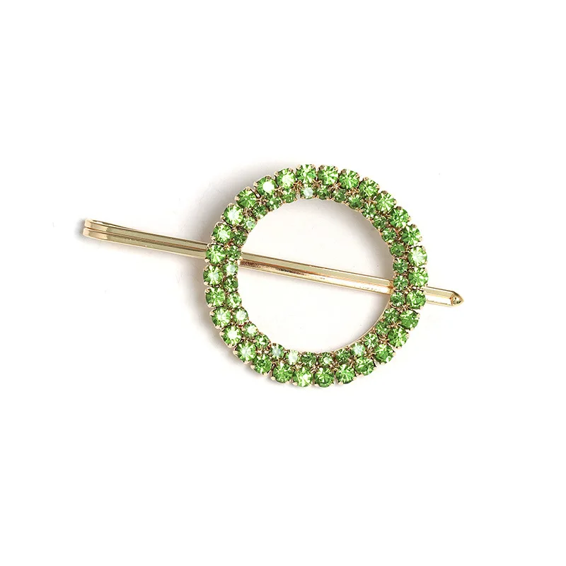 AHC19515 Wholesale 2019 New Design Gold Plated  Round Hair Clip With Candy Color Rhinestone Hair Clip Accessories For Women Girl