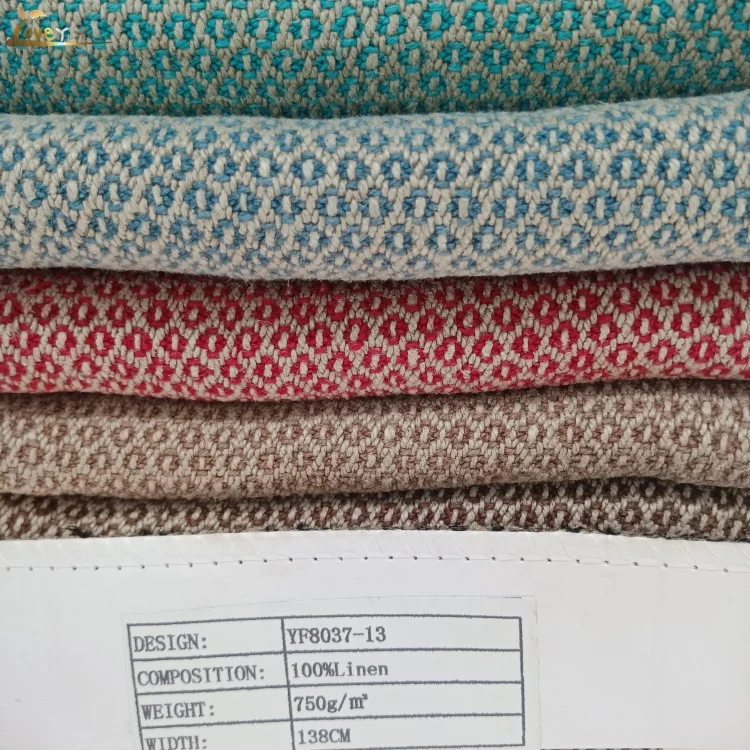 100% Pure Flax Fiber Linen Fabric With Small Quantity Order For Sofa