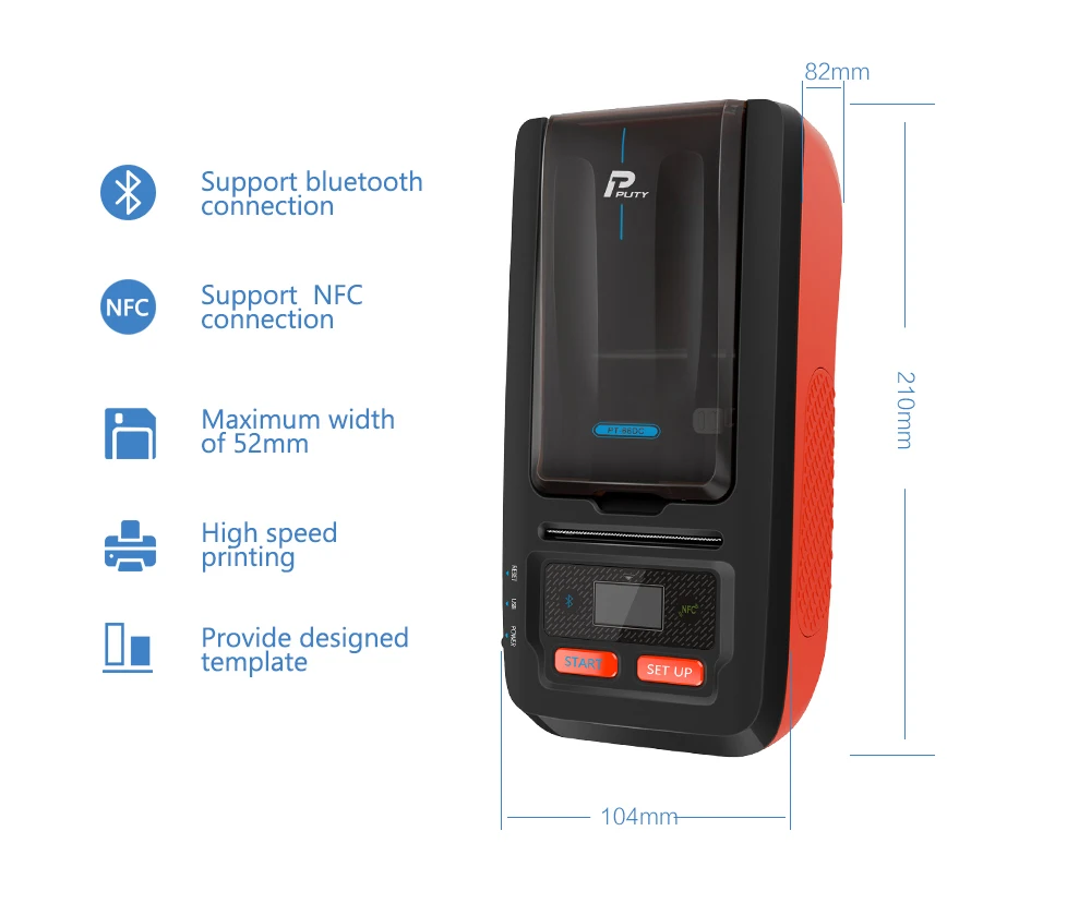 PUTY 66DC Handheld thermal transfer label printer Multi-Function clothing label printer