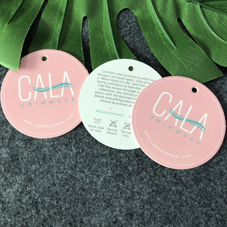 High quality Round Gift Paper hangtag label design Hang tag Logo Printed,clothing thick matte cardboard hangtag with string