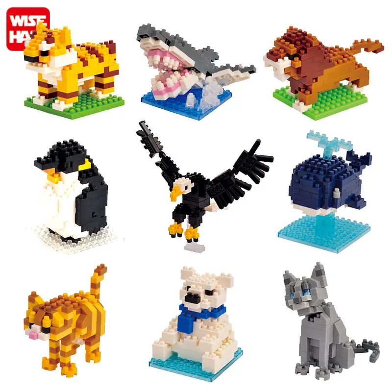 Cheap plastic micro building brick DIY animal educational small promotional diamond block toys