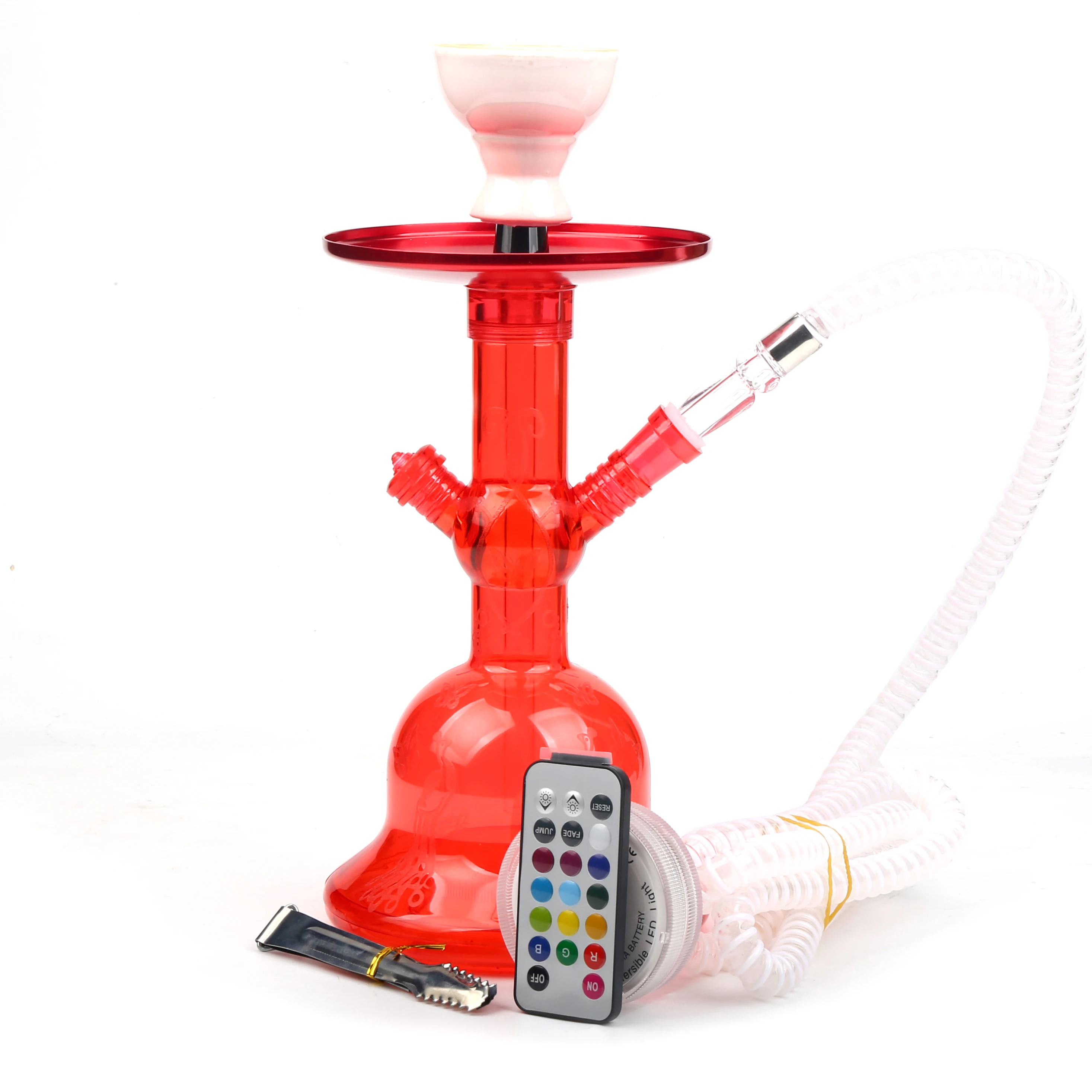 Red Plastic Shisha Classic Style With LED For Sale Electronic Hookah Plastic Hookah Mini Bouteille Chicha nargile