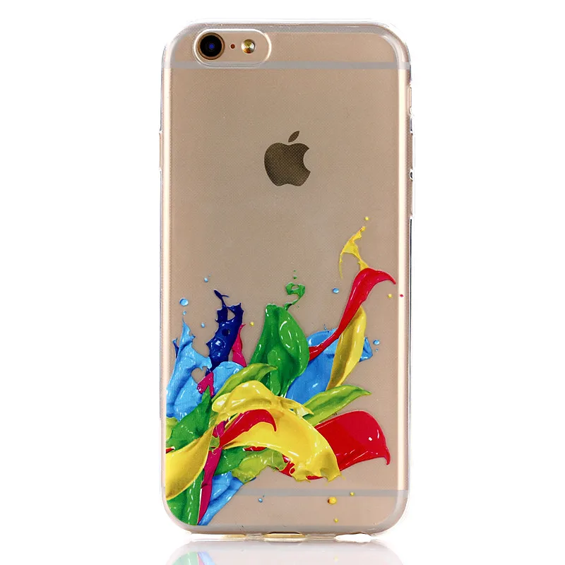 Flowing paint Clear Soft TPU Mobile Phone Case For iPhone 6 7 8 plus