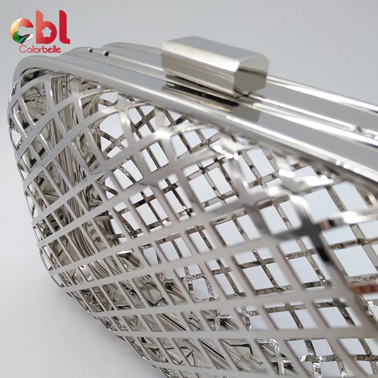 Wholesale high quality Mesh type bag clutch bag box metal frame