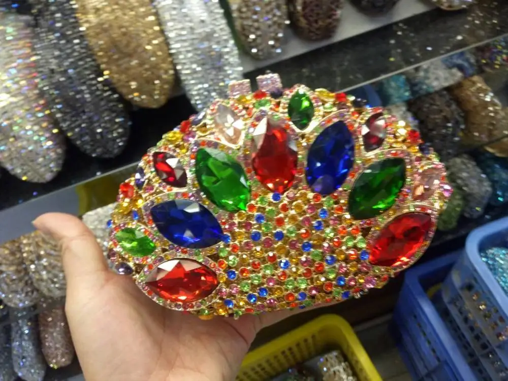 
DB577 crystal shoes and bag italian evening bags gold color 