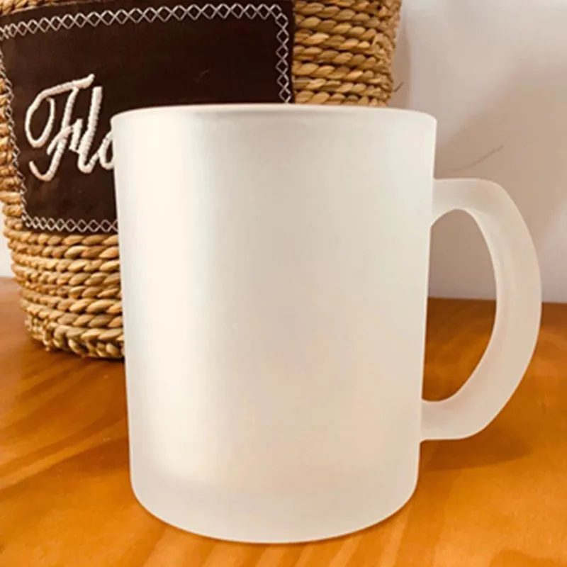 Rubysub M005 Hot Selling Sublimation Frosted Glass Mug High Quality 11oz Round Handle Glass Cup