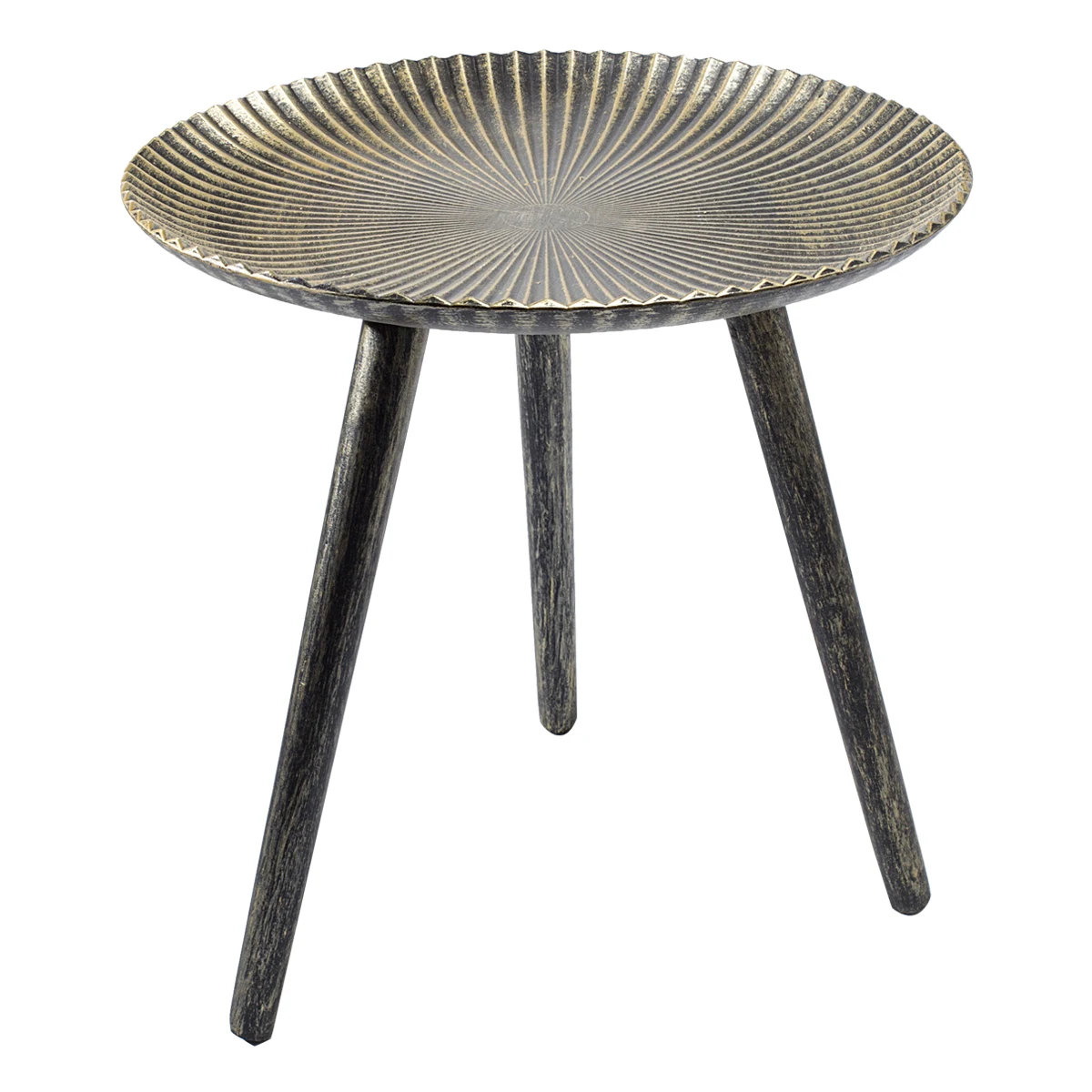 Farmhouse Round Dining Table with Sleek Slanted Metal Legs and Grey Wood Table Top Veneer