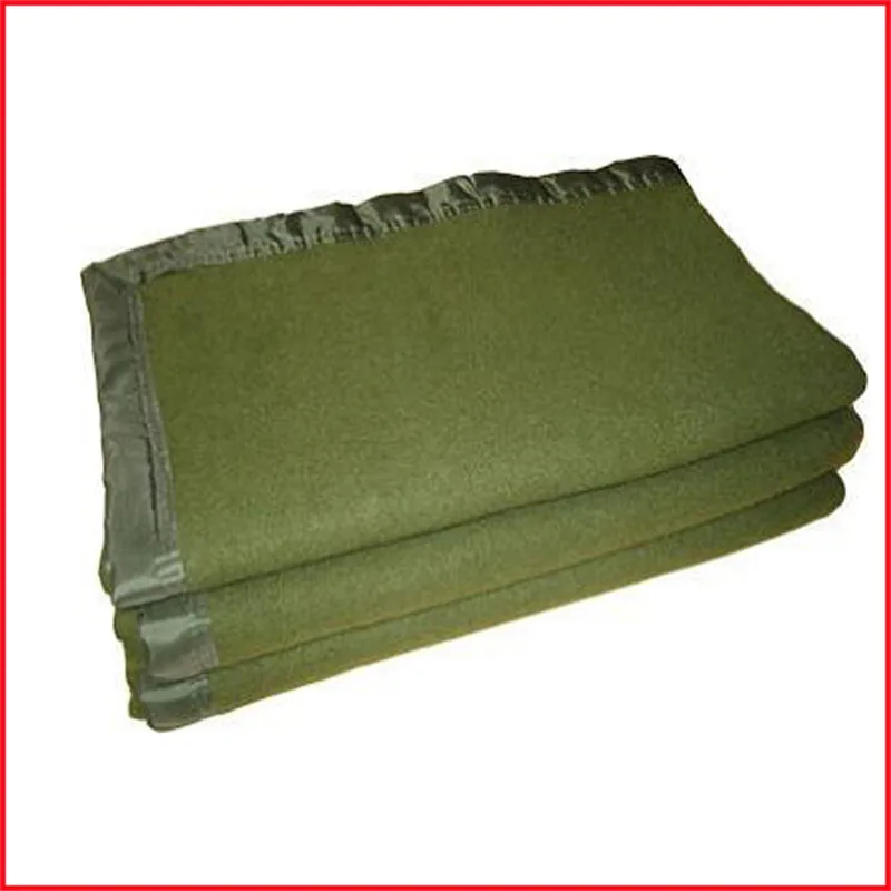 Custom double-sided wool blanket plain color military blanket for hotel rooms