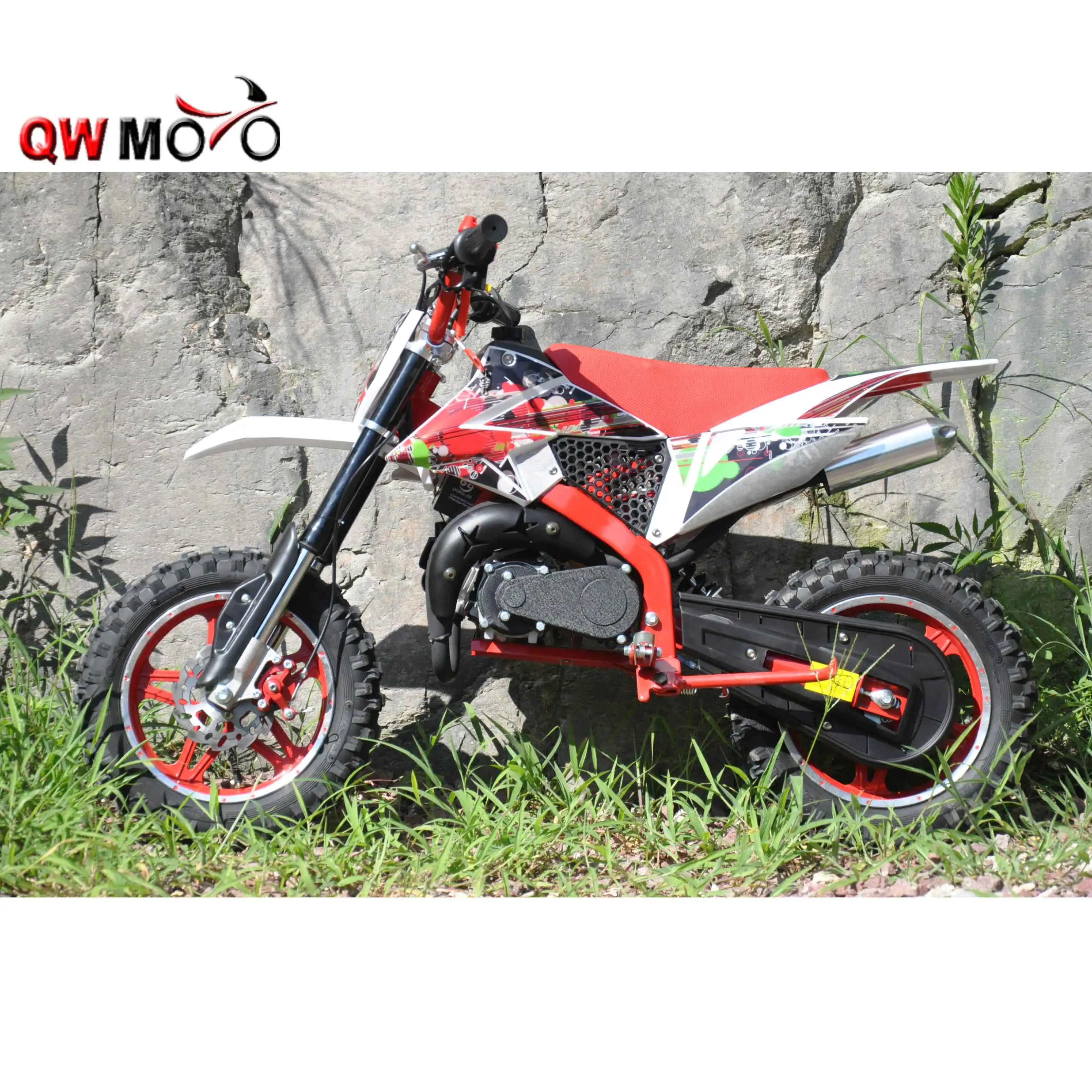 QWMOTO 2019 new 2-Strokes Mini Dirt Bike 50cc Pull/Electric Start 49cc  Mini Cross Bike Kids Mini Moto