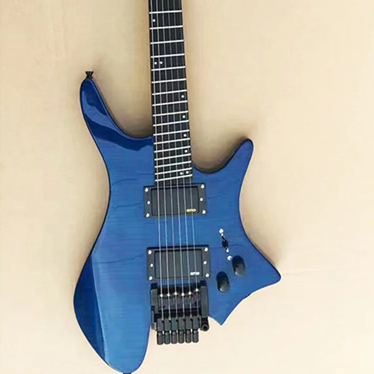  Новинка 2019 роскошная стеганая электрическая гитара без головы с покрытием из клена