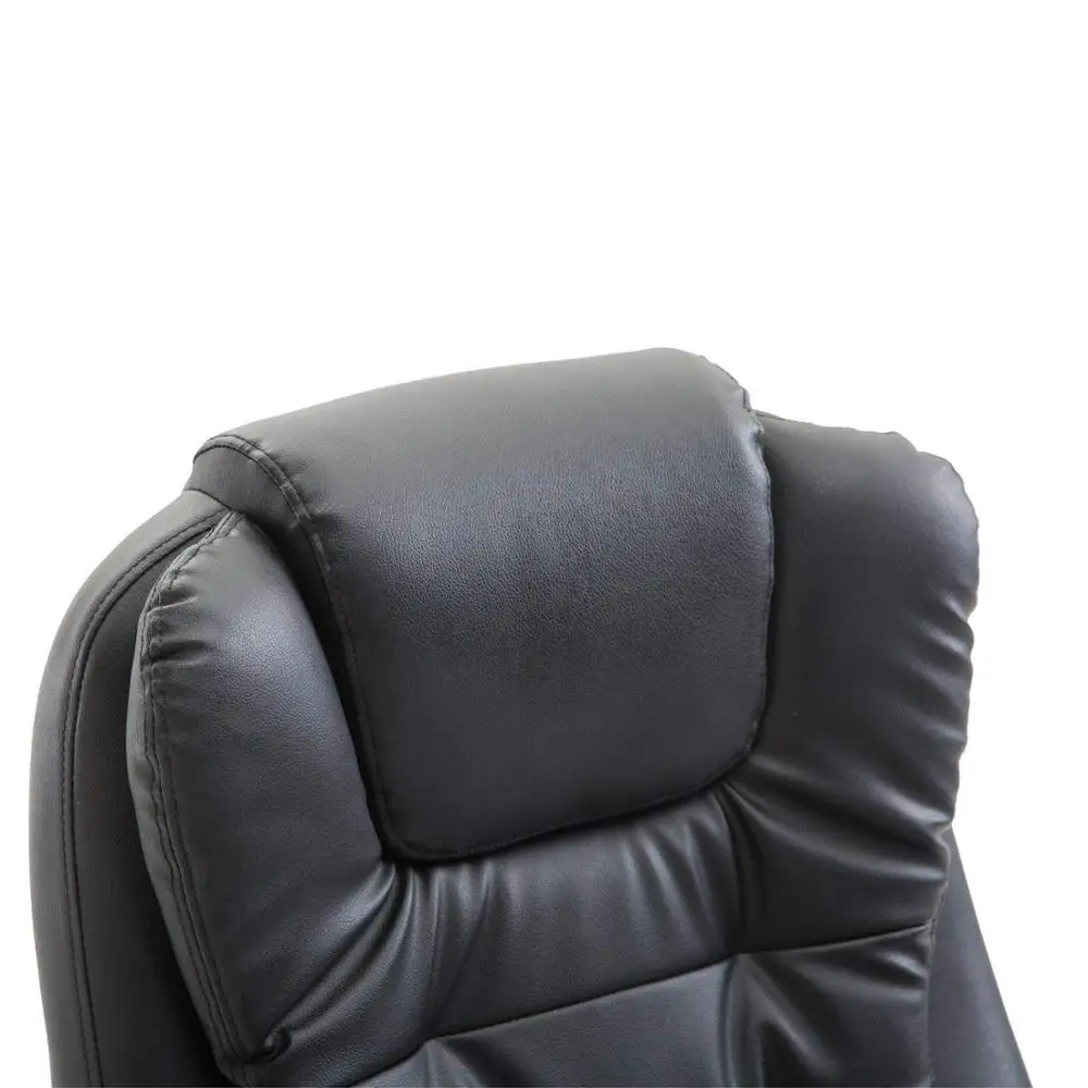 China Reclining PU Leather Executive Home Office Chair with Footrest Black