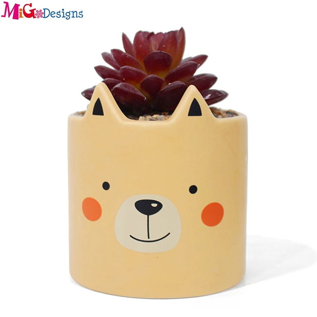 Прямая продажа с завода, Миниатюрные керамические горшки для цветов ручной работы с кроликом