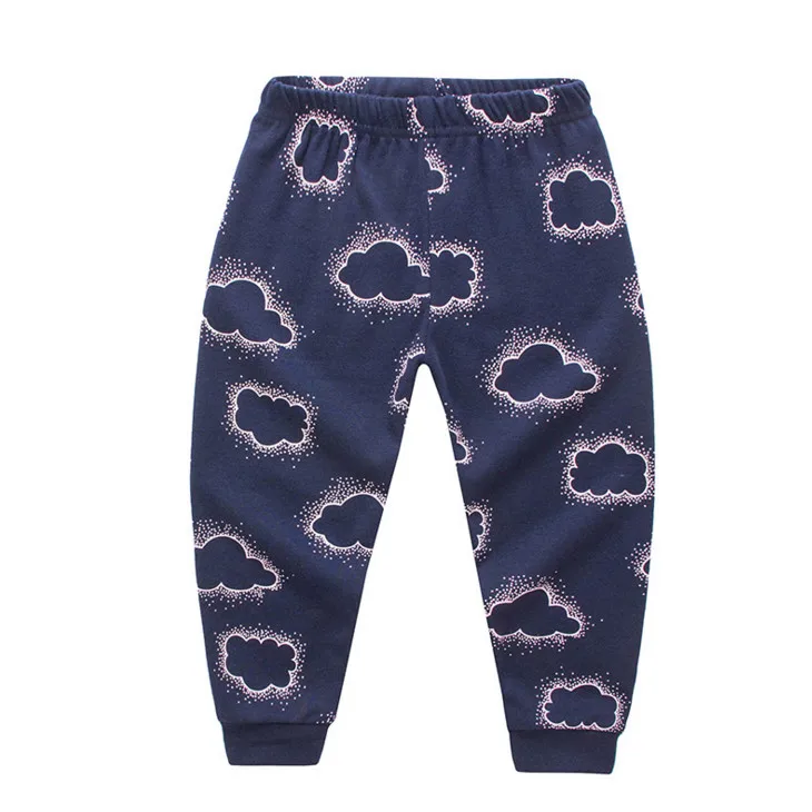 children wear 2pcs set Lovely pink tops and dark blue pants print cloud pattern Baby soft fabric sleepwear