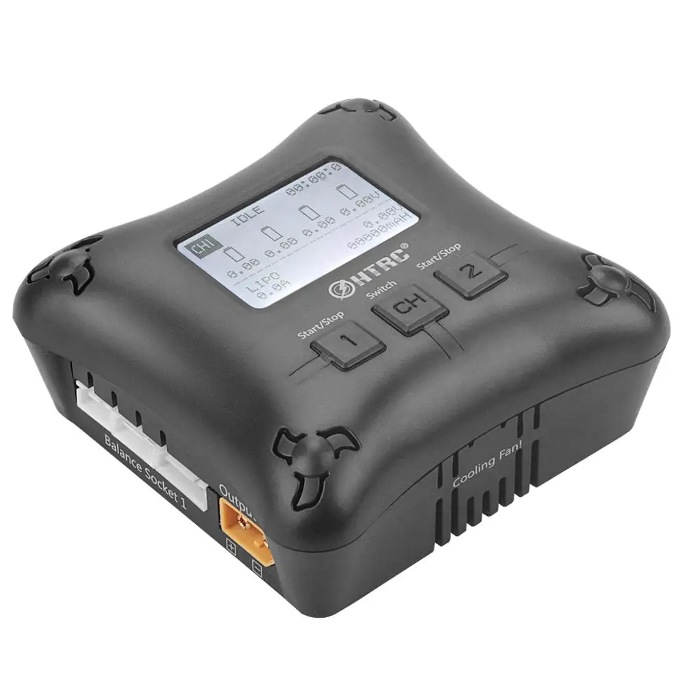Зарядное устройство 2S-4S HTRC H4AC DUO 20 Вт x 2 2A x 2 Mini, портативное зарядное устройство с двойным портом для аккумулятора Lipo