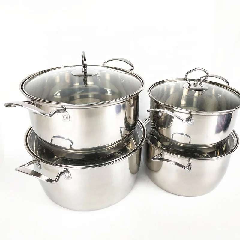 Japanese style 4 pcs High Quality Stainless Steel Cookware Set Induction Hot Pot Cooking Pot