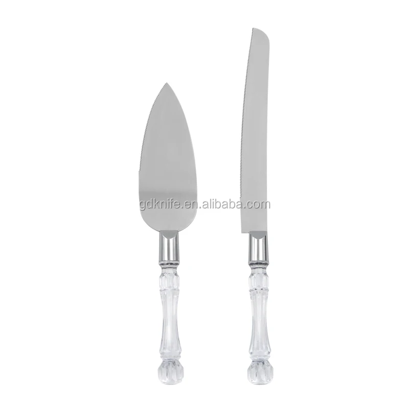 New design ps handle stainless steel wedding cake knife set cake server