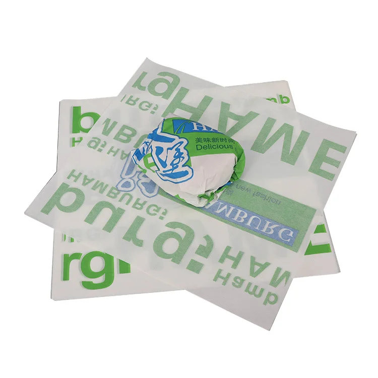 
Custom biodegradable sandwich burger wax wrap paper greaseproof hamburger food grade packaging paper 