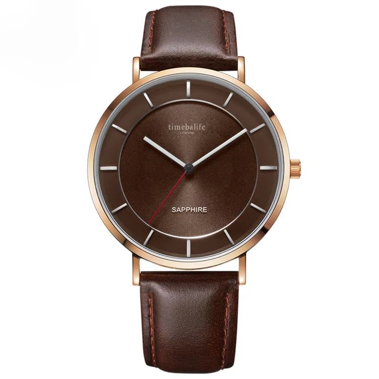 коричневый 1st коричневый кожа коровы Мода Простой циферблат японский двигаться для мужчин t Timebalife мужской Кварцевые часы