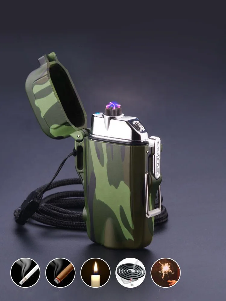 Double Arc lighter IP67 Waterproof Lighter Camping Candle Electric Lighter Flashlight