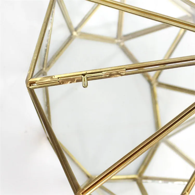 Candle Holder Planter Glasshouse wholesale Geometric Zinc & Glass Pyramid Shaped Terrarium Vase