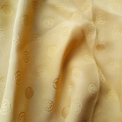 Solid-dyeing italian silk brocade fabric, custom logo 16mm mulberry silk jacquard