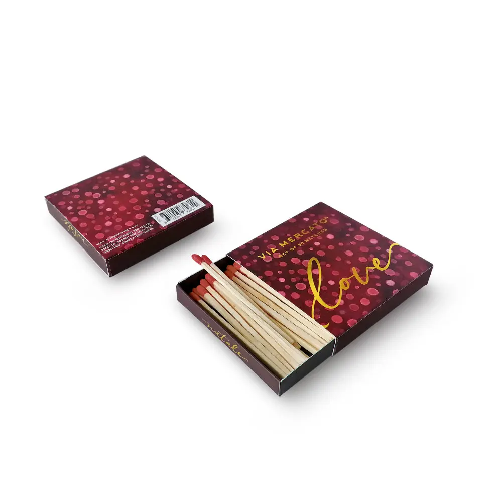 High quality gold foil safety matches candle matches wooden colorful matches