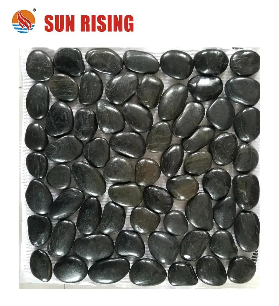 High Quality Pure  White Hone finished pebble tile