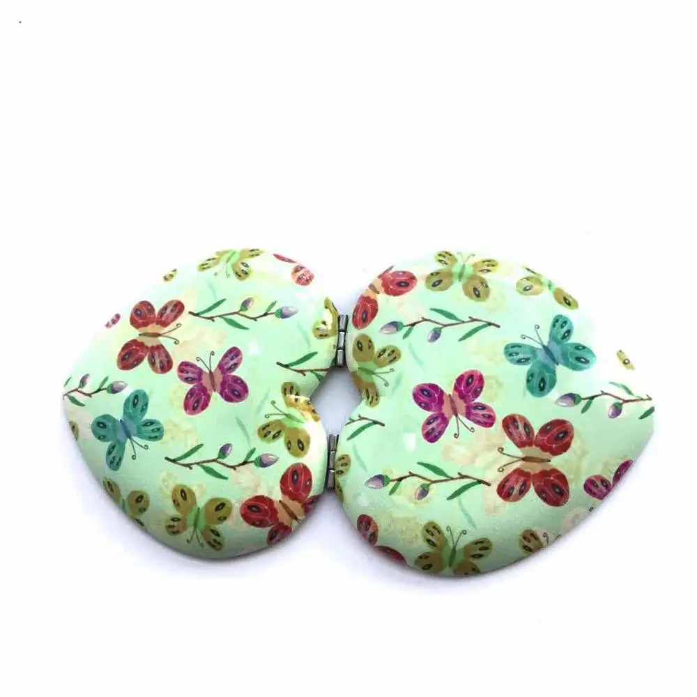 Heart Shape New Design Double Sided Aluminum Cosmetic Make up Pocket Mirror