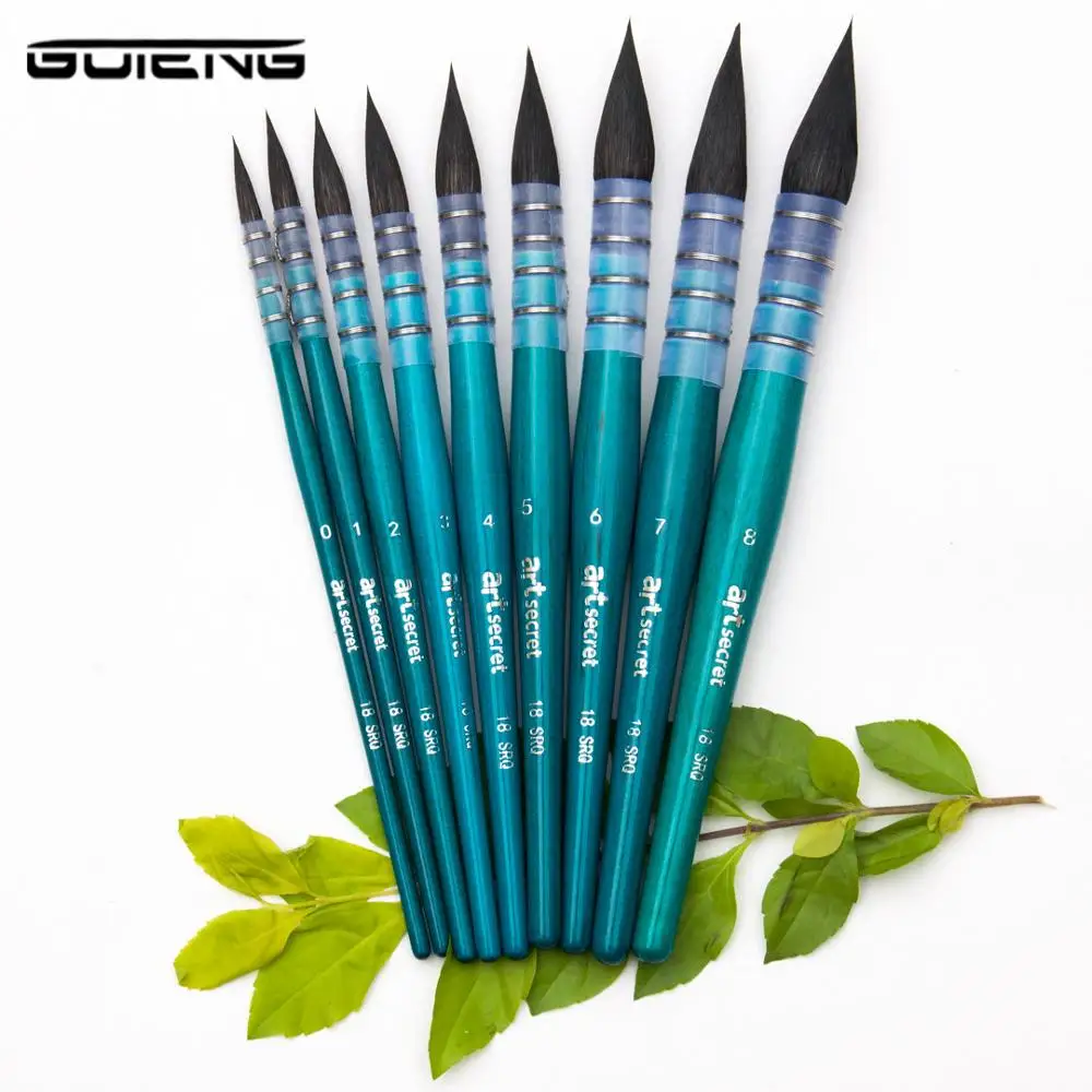 Lootaan Korean Blue Squirrel Rod Watercolor Brush Blue Fat Brush Chinchilla Hair Brushes