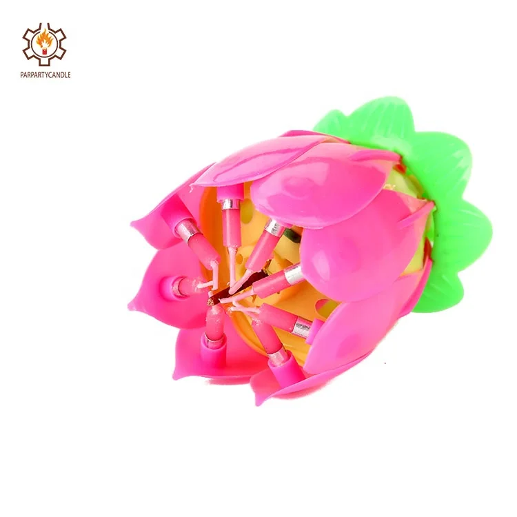 Wholesale Happy Rose lotus Music flower birthday candle