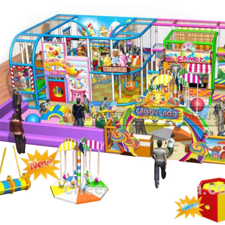 Indoor Playground Cheer Playground Set Amusement Candy Themed Indoor Different Space Can Be Customized Design 80-100 Kids 143SQM