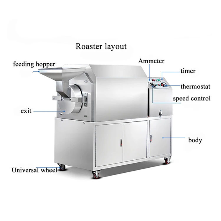 full automatic stainless steel cashew nut roasting machine/chestnut corn roaster equipment price