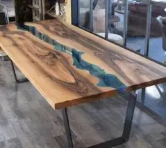 Solid wood top slab table