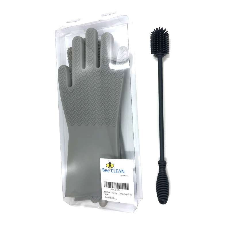 Amazon Hot Selling Heat Resistant Kitchen Silicone Rubber Scrubber Dishwashing Magic Dish Washing Gloves For Dish Washing