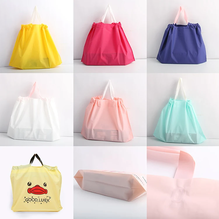 Custom made cheap plastic tote bags clothing shopping reusable plastic shrink bag