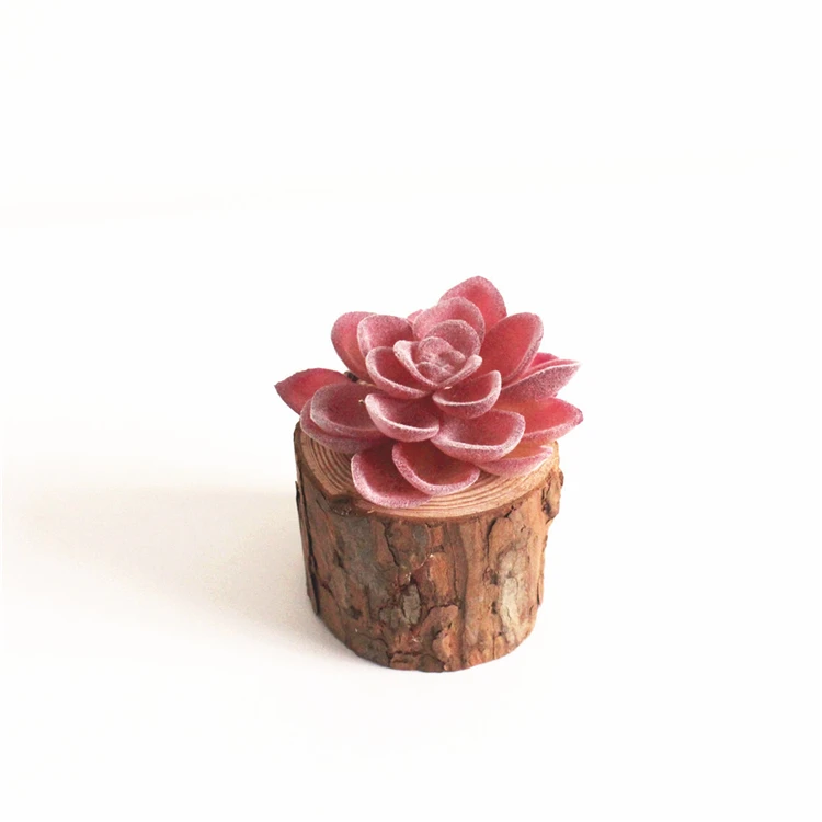 Small Table decoration Artificial Succulents plant potted with wooden base for house indoor decoration