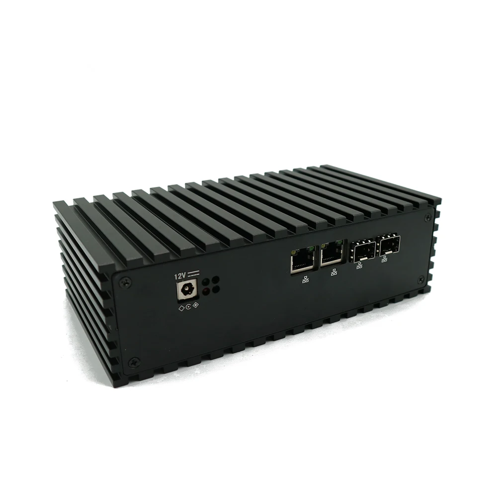 x86 fanless linux mini pc server router intel multi lan sfp industrial pfsense firewall barebone