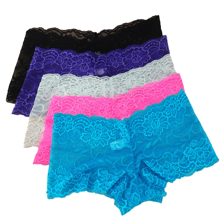 China factory high quality young girls flower print underwear sexy hot women lace boyshorts panties