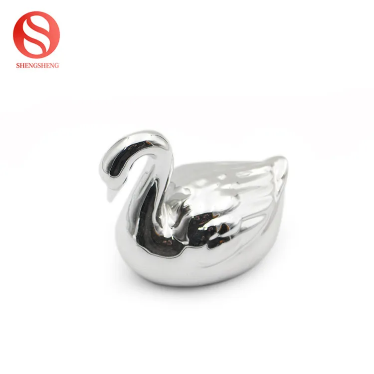 
Custom design ceramic modern swan ornaments silver ceramic swan figurine 