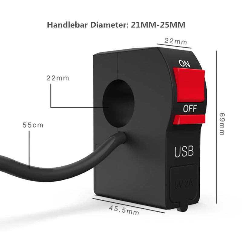 2019 New 5v 2a usb motor bike cell phone charger for 12v/24v motorbike