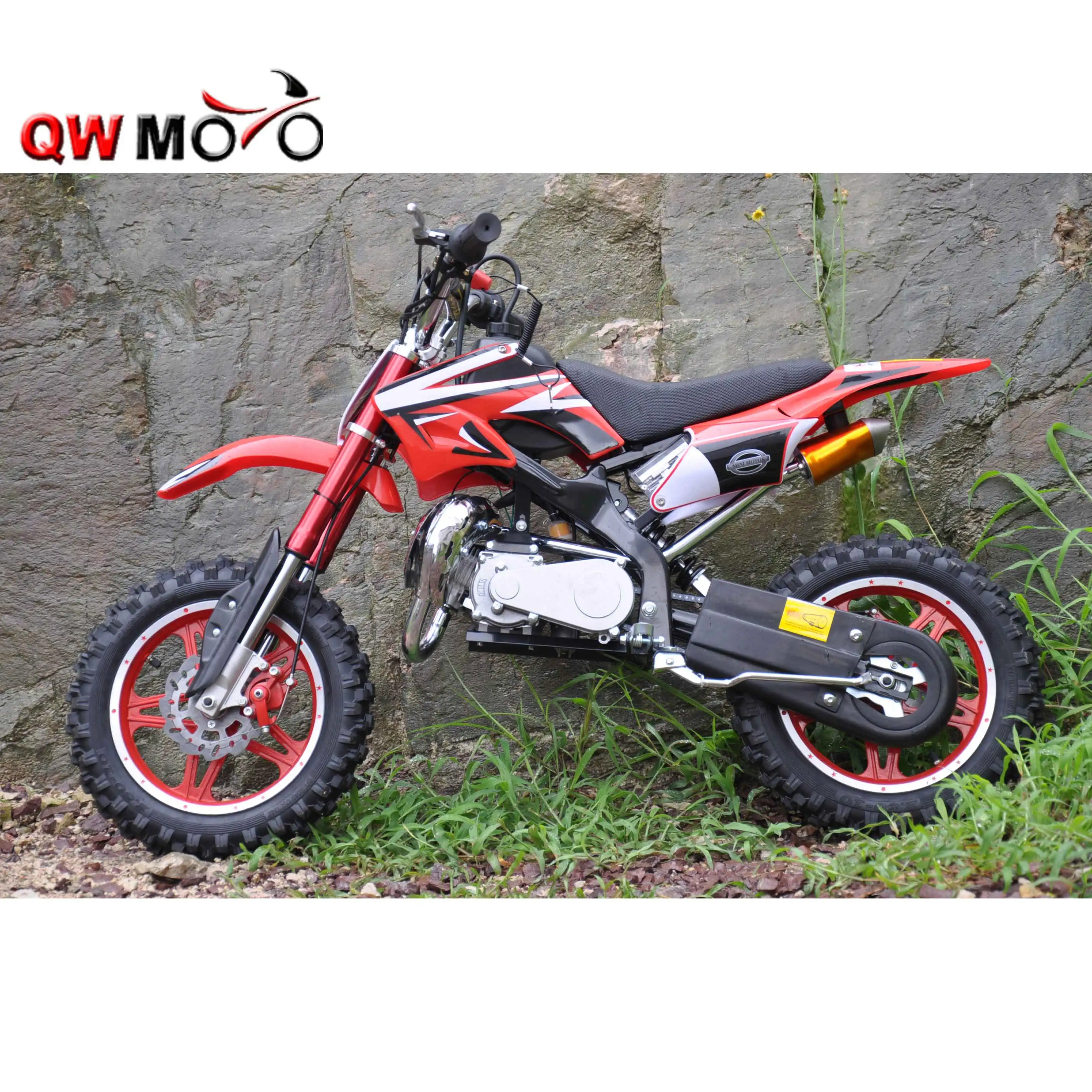 QWMOTO 2019 new 2-Strokes Mini Dirt Bike 50cc Pull/Electric Start 49cc  Mini Cross Bike Kids Mini Moto