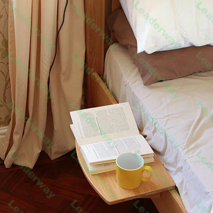 Прочный с использованием низкая цена клип на кровать плавающей бамбука прикроватная полка для книги
