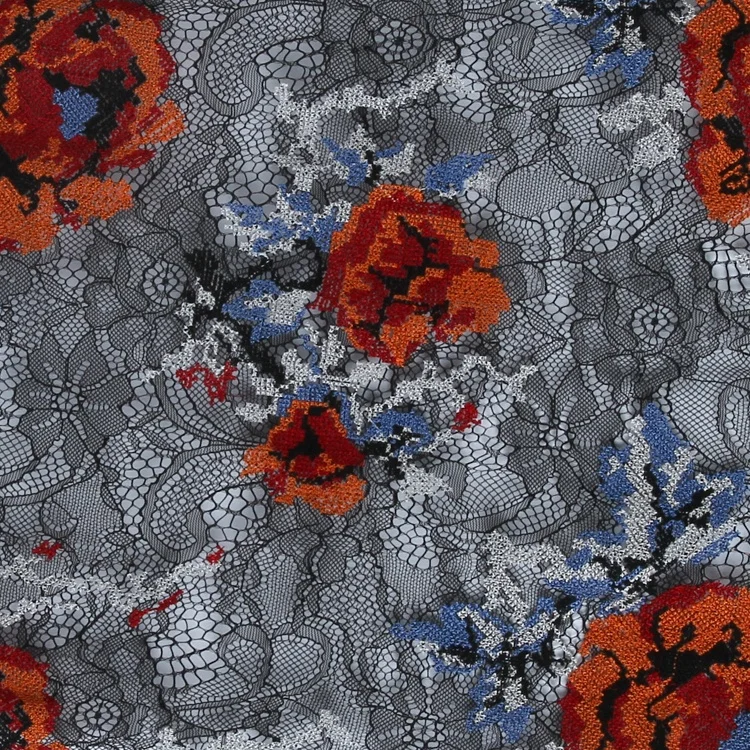 Fabric in Rolls New Fashion Useful Multi Color Elegant Embroidered Rose Lace with Embroidery Customized Color Knitted 1 Yards
