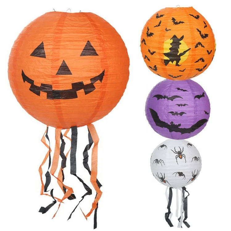 Hanging Halloween Pumpkin Lantern  Paper Lantern With Fringe