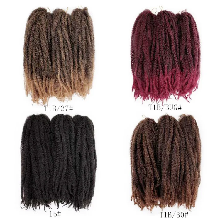 Wholesale 100% synthetic hair products marley afro kinky twist hair angels colored hair crochet braids