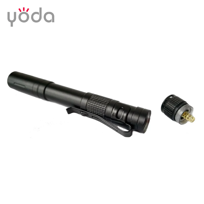 D9190-2 pen shape AAA dry battery white yellow double led light doctor flashlight with clip