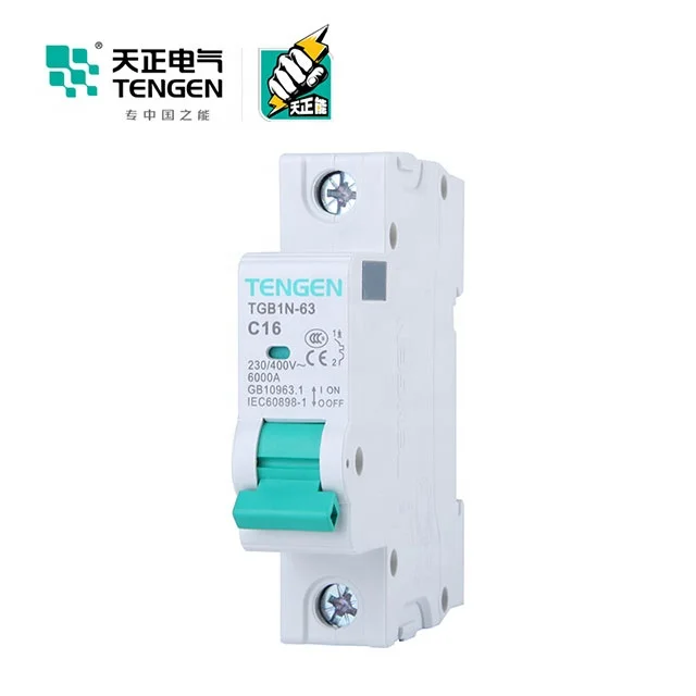 TENGEN Brand TGB1N-63 3P Miniature MCB Switch 24v 16 Amp RCCB Circuit Breaker