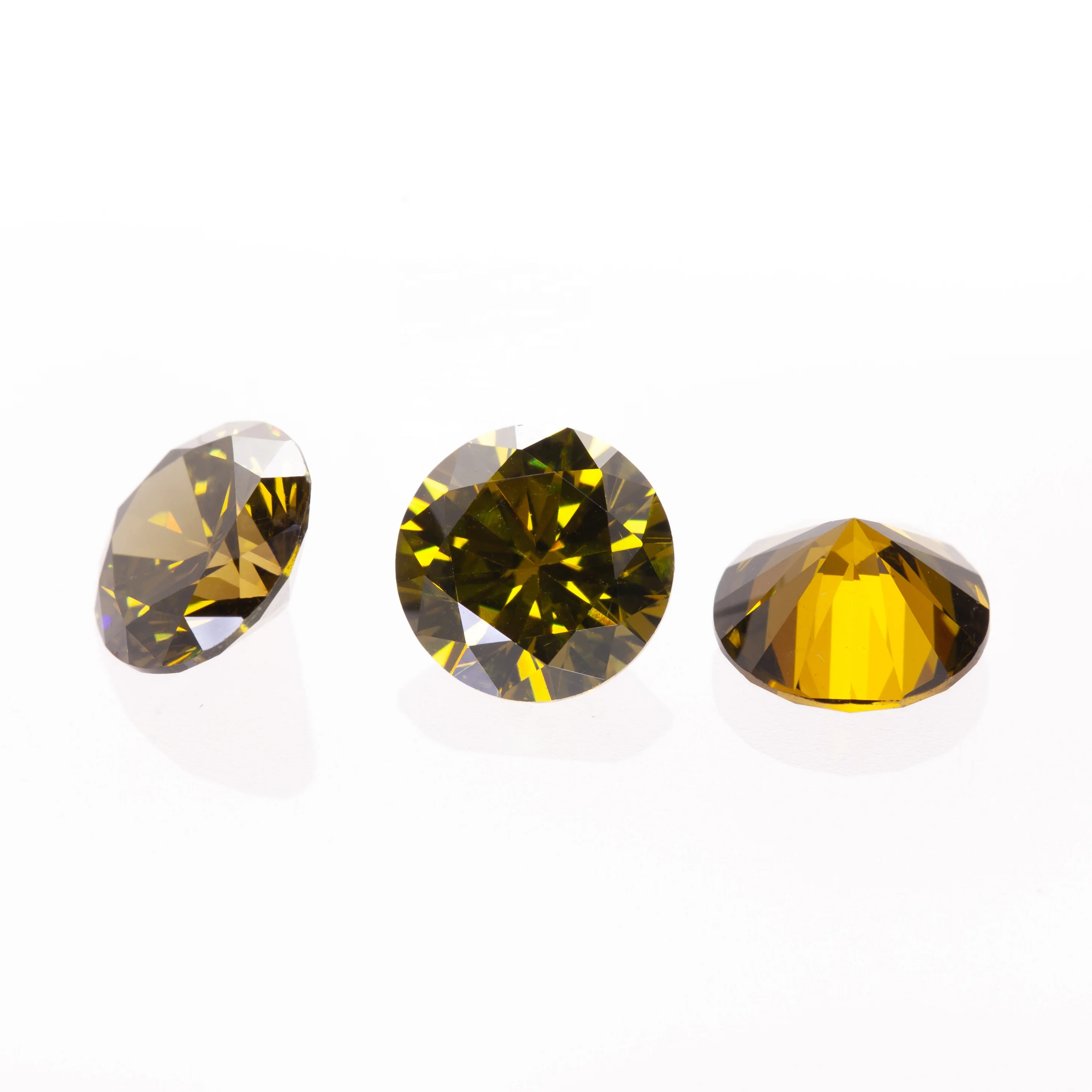 Thriving Gems Customized 3mm Round Olive CZ Wholesale Loose Zircon Gemstone