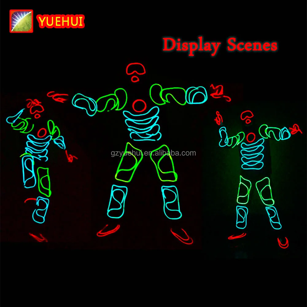 Hot Sales Fashion EL Suits LED Clothes Luminous Costumes Glowing Gloves Shoes Light Clothing Men EL Wire Dancer Clothes